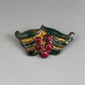 Old Chinese Enameled Copper Brooch-2 1/2 Inches Wide. Free shipping.