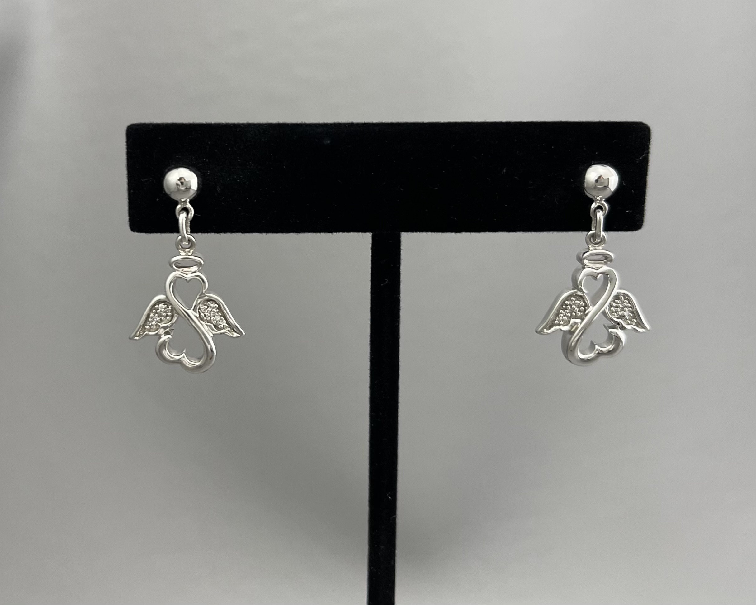 Open heart deals angel earrings