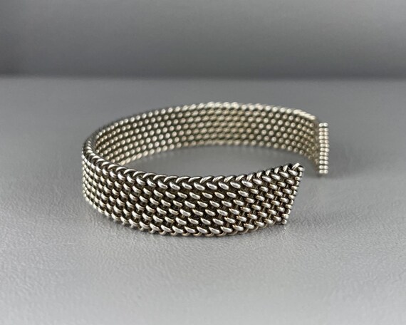 Handmade Woven Solid Silver Flexible Cuff Bracele… - image 8