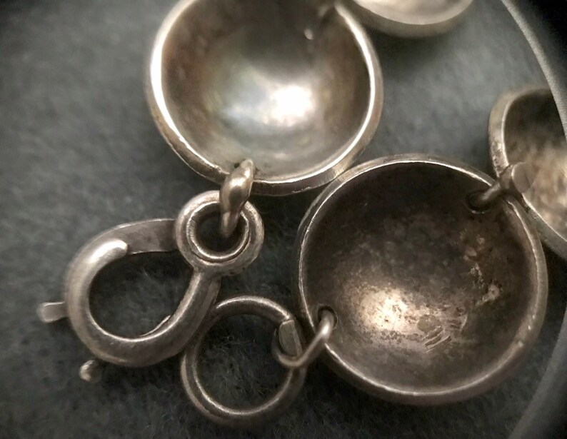 Old Sterling Silver Handmade Silver Dome Link Bracelet Free shipping.
