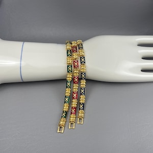 Three Joan Rivers Colorful Enameled Gold-Tone Bracelets-7 1/2 Inches Long. Free shipping.
