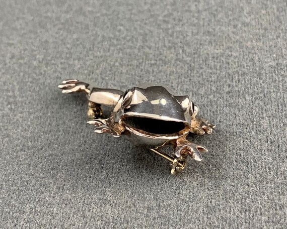 Sterling Silver Frog Brooch with Black Enameled E… - image 7