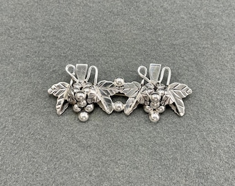 Mexico Sterling Silver Grapes Brooch-2 5/8 Inches Across. Free shipping.