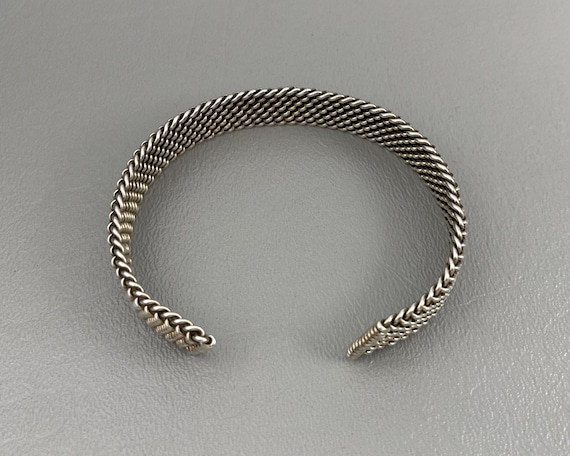 Handmade Woven Solid Silver Flexible Cuff Bracele… - image 10