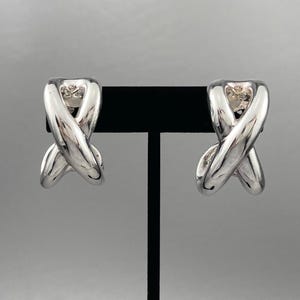 Big 1980s Sterling Silver Hollow Electroformed Clip Earring-1 1/3 Inches Long. Free shipping.
