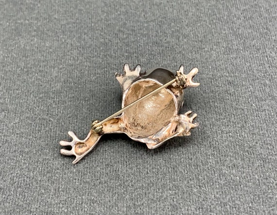 Sterling Silver Frog Brooch with Black Enameled E… - image 6