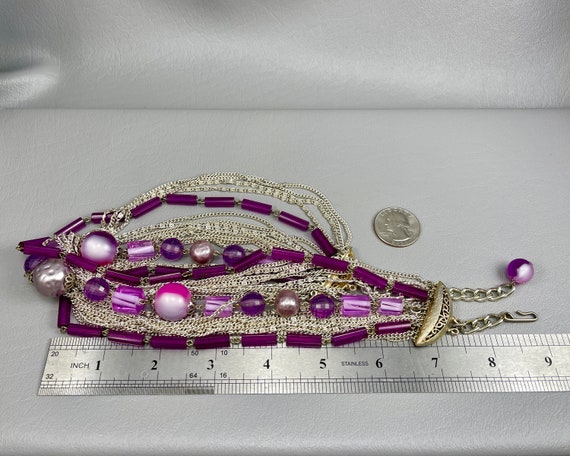 Vintage 1950s Purple and Silver-Plated Chain Neck… - image 3