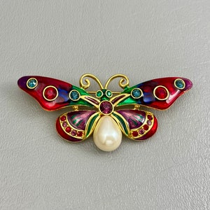Joan Rivers Enameled Butterfly Brooch-2 3/4 Inches Across. Free shipping.