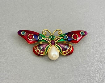 Joan Rivers Enameled Butterfly Brooch-2 3/4 Inches Across. Free shipping.