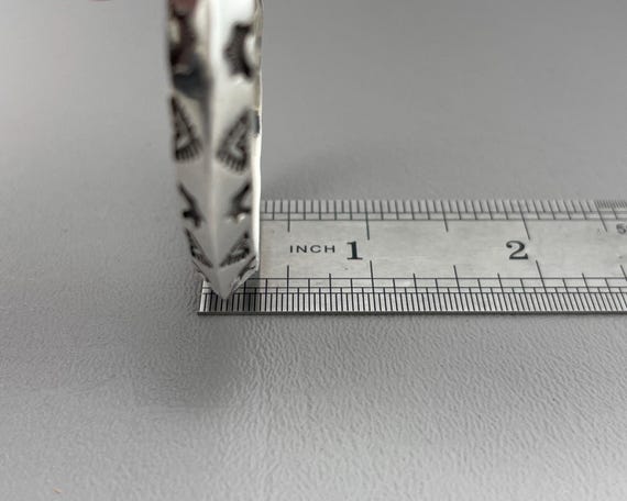 Native American Heavy Solid Silver Cuff Bracelet-… - image 5