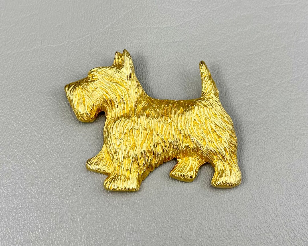 Vintage Douglas Paquette Scottie Dog Goldtone Brooch2 1/3 Inches