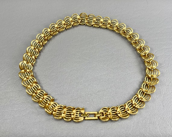 Vintage 1980s Gold-Tone Rhinestone Necklace-16 In… - image 6