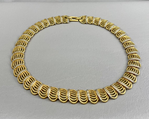 Vintage 1980s Gold-Tone Rhinestone Necklace-16 In… - image 2