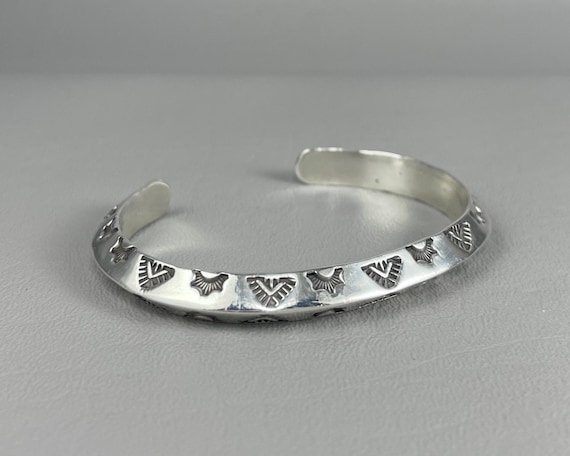 Native American Heavy Solid Silver Cuff Bracelet-… - image 10