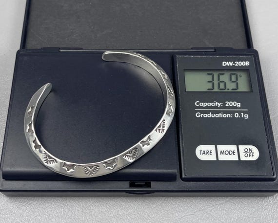 Native American Heavy Solid Silver Cuff Bracelet-… - image 6