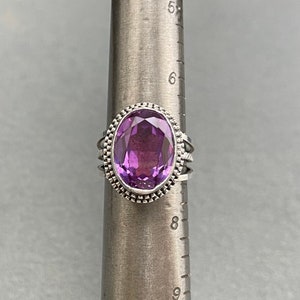 Filigree Silver and Synthetic Purple Sapphire Adjustable Ring-Size 7. Free shipping.