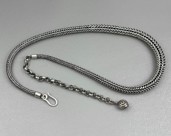 Heavy Solid Silver Graduated Foxtail Chain Neckla… - image 6