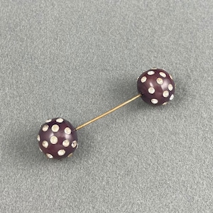 Art Deco Purple Glass and Rhinestone Jabot Pin-2 3/4 Inches Long. Free shipping.