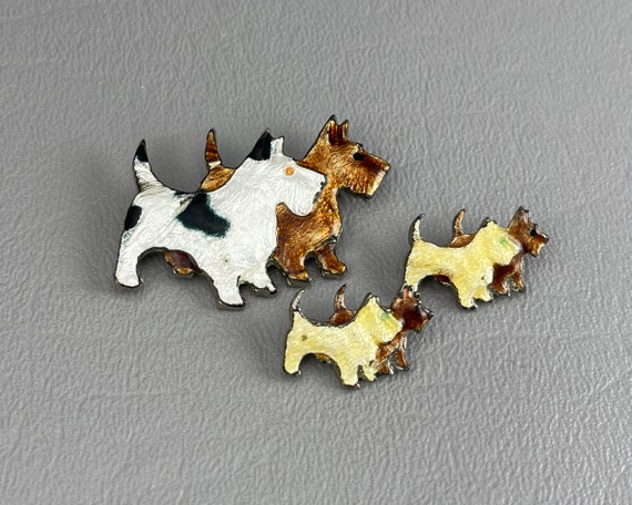 As Is-Three Art Deco Enameled Dog Brooches. Pleas… - image 1