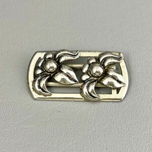 Sterling Silver Flower Brooch. Free shipping.