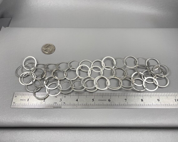 Solid Silver Handmade Circle Link Necklace-40 Inc… - image 2