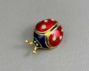 Vintage Enameled Ladybug Brooch-1 1/4 Inches Long. Free shipping.