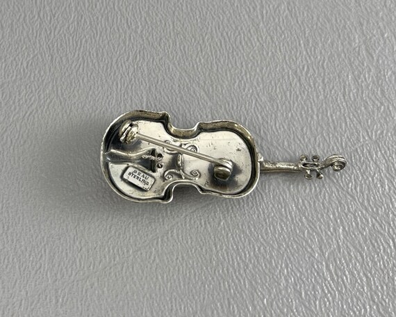 Sterling Silver Violin Brooch, by Beau-1 3/4 Inch… - image 4