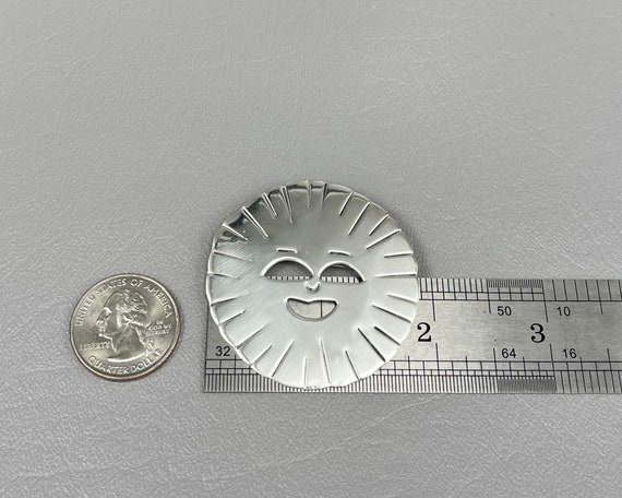 Sterling Silver Sun Brooch-1 7/8 Inches Long. Fre… - image 3
