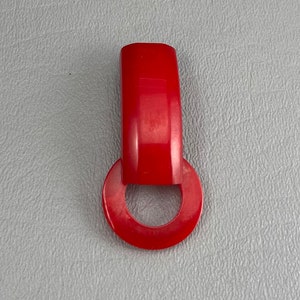 Red Bakelite Art Deco Kinetic Dress Clip, 2 1/8 Inches Long. Simichrome Tested. Free shipping.