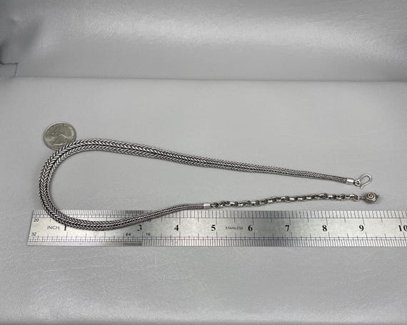 Heavy Solid Silver Graduated Foxtail Chain Neckla… - image 2