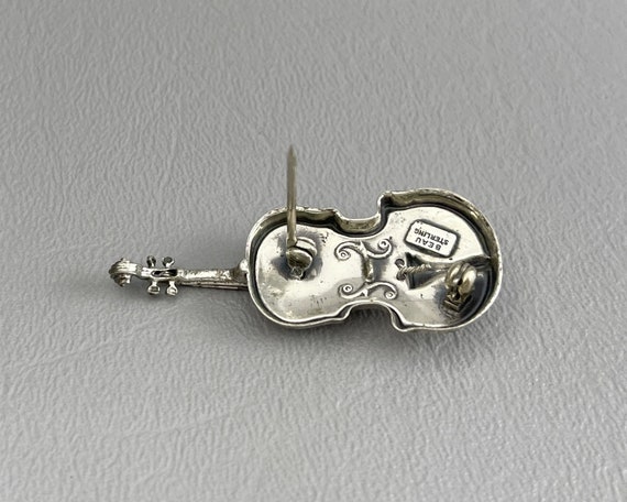 Sterling Silver Violin Brooch, by Beau-1 3/4 Inch… - image 5