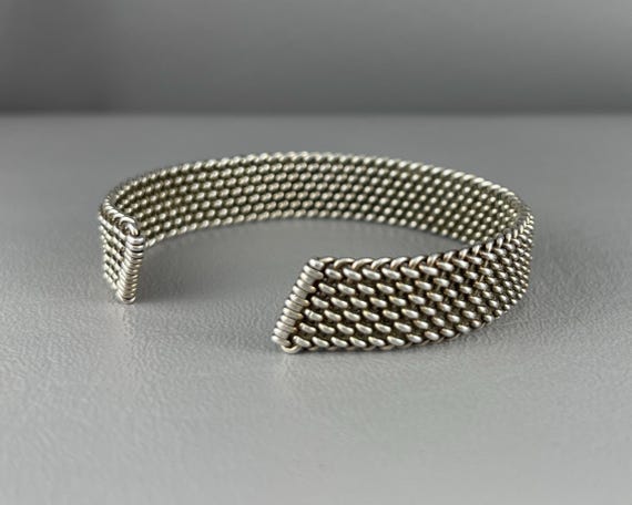 Handmade Woven Solid Silver Flexible Cuff Bracele… - image 7