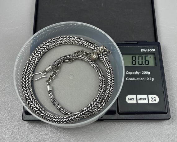 Heavy Solid Silver Graduated Foxtail Chain Neckla… - image 4