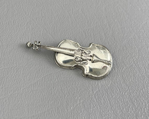 Sterling Silver Violin Brooch, by Beau-1 3/4 Inch… - image 1