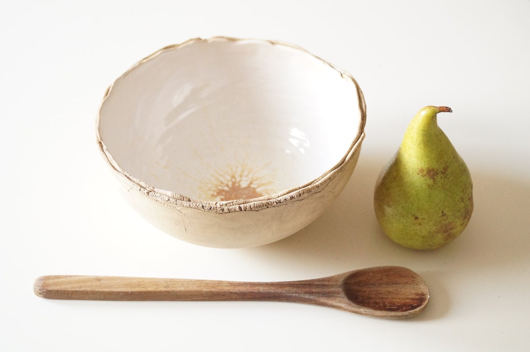 Rustic Serving Bowl Cream Ceramic Bowl Housewarming Gift Etsy