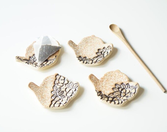 Tea Bag Rest Tea Bag Holder Tea Bag Plate Set of Four Etsy