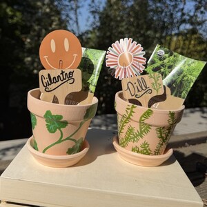 手描きテラコッタ製ハーブセット