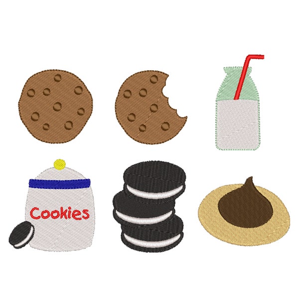 MILK and COOKIES - Embroidery Bundle Set - Machine Embroidery - Mini Embroidery - Instant Digital Download - Multiple Sizes