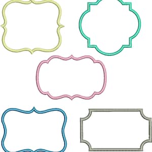 SET OF 5 FRAMES Applique Design - Instant Download Digital File - Machine Embroidery