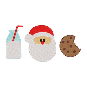 Milk Santa and Cookie - SKETCH and FILLED CHRISTMAS Embroidery - 2 designs - multiple sizes - Instant Digital Download