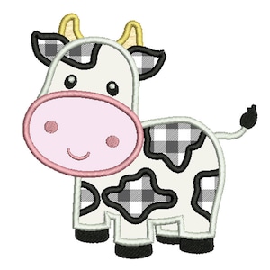 COW Applique Design - Machine Embroidery - Instant Digital Download - Multiple Sizes