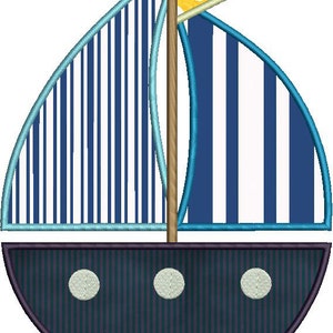SAIL BOAT Applique Design - Instant Download Digital File - Machine Embroidery