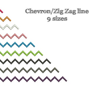 CHEVRON/ZIG ZAG - Embroidery Single Line - 9 sizes