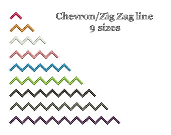 CHEVRON/ZIG ZAG - Embroidery Single Line - 9 sizes