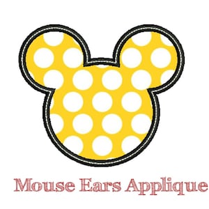 MOUSE EARS Applique - Machine Embroidery - Instant Download - Multiple Sizes 2&quot;,3&quot;,4&quot; 5&quot;