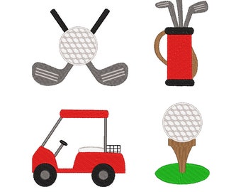 GOLF BUNDLE EMBROIDERY - Golf Elements - Machine Embroidery Designs - 4 designs - Multiple Sizes - Mini Embroidery