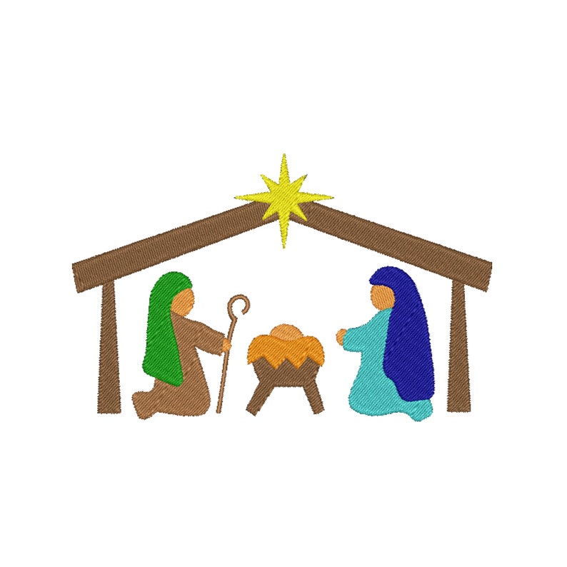 Christmas Nativity Scene Embroidery Filled Embroidery Etsy