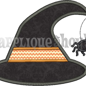 WITCH HAT and SPIDER Applique Design - Instant Download Digital File - Machine Embroidery