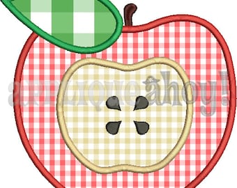 APPLE WITH SEEDS Applique - Instant Download  Digital File - Machine Embroidery