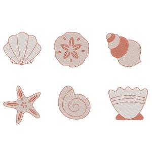 Meer Muscheln Stickerei Bundle - Maschine Stickerei - mehrere Design-Größen - sofortiger digitaler Download